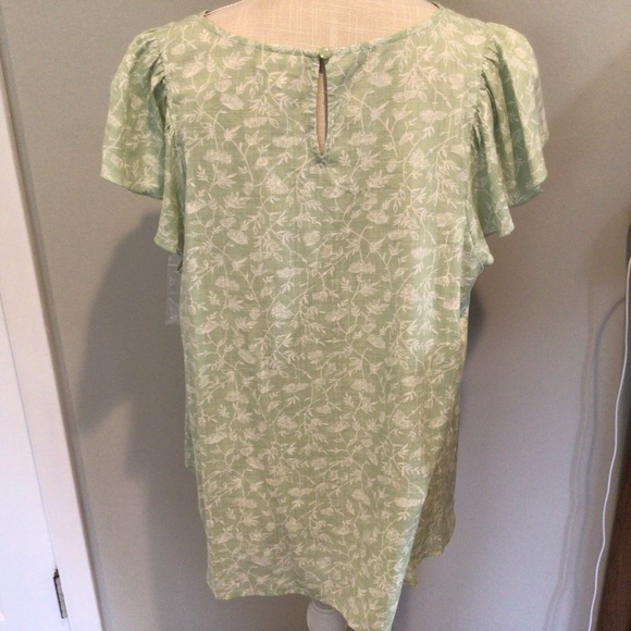 A N A Tina Flora Light Green Ruffle sleeveless Shirt New Size XL - Picture 2 of 6